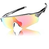 DUCO Polarized Sports Cycling Sunglasses for Men with 5 Interchangeable Lenses for Running Golf...