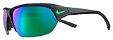 Nike Skylon Ace Rectangular Sunglasses, Matte Black/Green, 69 mm