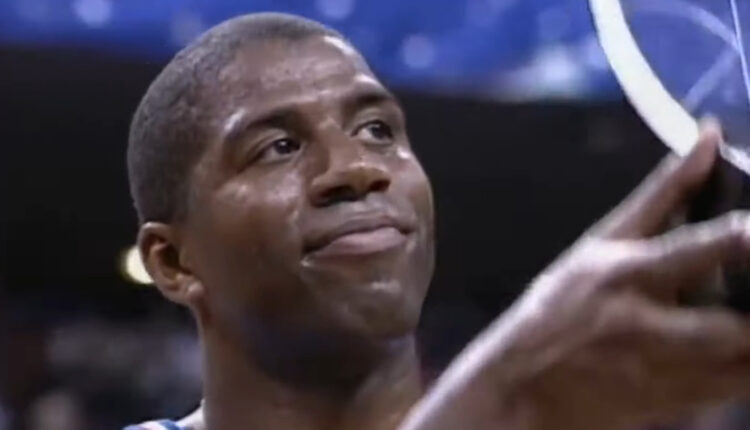 Magic Johnson with Trophy